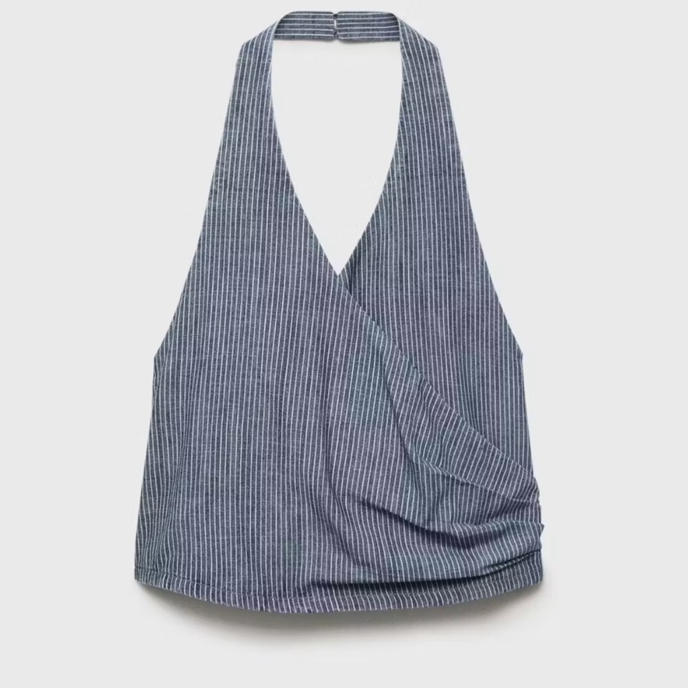 NWT Mango Blue Pinstripe Halter Tank Top (part of matching set)